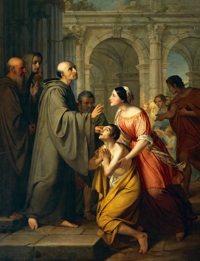 St Mauro Abbot Giving Sight to Young Blind Man by Adeodato Malatesta or Malatesti