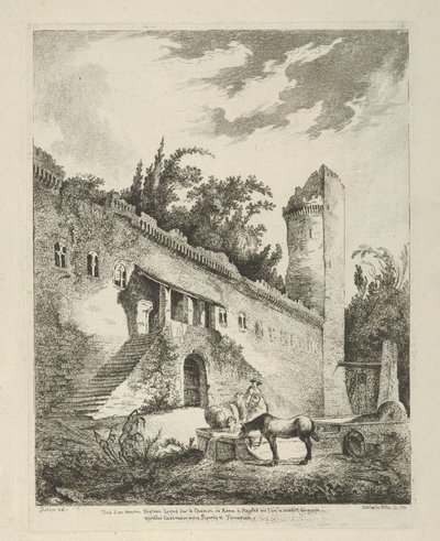View of an Ancient Castle Situated on the Road from Rome to Naples by Adélaide Allou