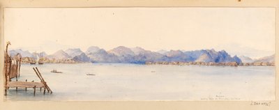 Borneo- Looking down the River from our house from West Indies, North American and Borneo scrapbook, c.1845 by Admiral Sir Edward Gennys Fanshawe