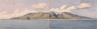 Tahiti [Society Islands]. The Ravine of Fautaua - Crown or Diademe Mountain in the Centre of the Island, and the Town of Papeiti, 24 August 1849 by Admiral Sir Edward Gennys Fanshawe