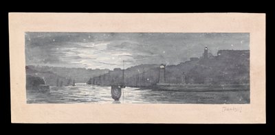 The mouth of the Tyne, with North and South Shields, by moonlight, c.1840 by Admiral Sir Edward Gennys Fanshawe