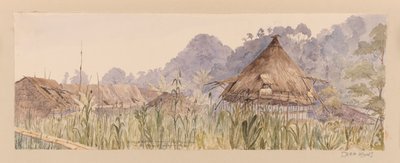 Village and Head House of the Segu Tribe or On the Manuk or Segur River from West Indies, North American and Borneo Scrapbook by Admiral Sir Edward Gennys Fanshawe