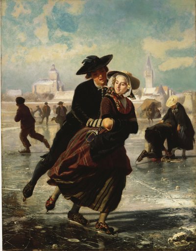 Lovers Skating by Adolf Alexander Dillens