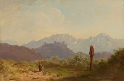 Part of Salzburg with a View of Hohensalzburg Fortress and the Untersberg Behind It by Adolf Heinrich Lier