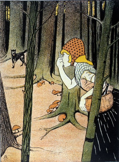 Little Red Riding Hood. Tale of Brothers Jacob Grimm and Wilhelm Grimm. Illustration by Adolf Hofer by Adolf Hofer
