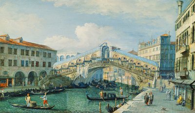 The Rialto Bridge at the Grand Canal, Venice by Adolf Sukkert