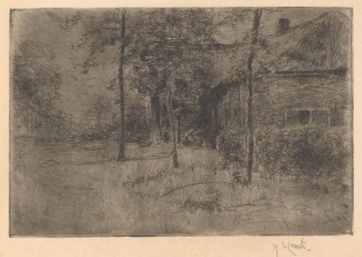Farmhouse with Thatched Roof by Adolf le Comte (signed by artist)