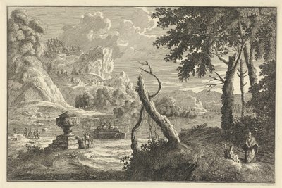 Arcadian River Landscape with Broken Tree by Adolf van der Laan