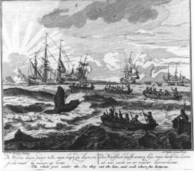 "The Whale Goes Under the Ice, They Cut the Line, and Search Where It Comes Up Again." (No. 4 from the Whaling Series) by Adolf van der Laan