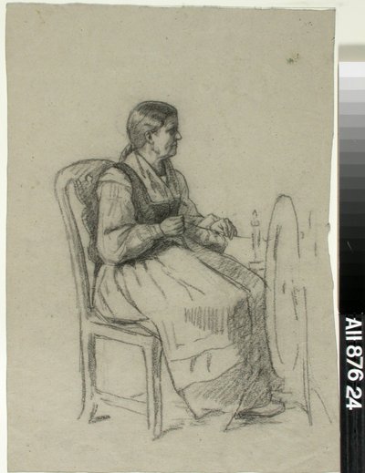 Spinning Woman by Adolf von Becker