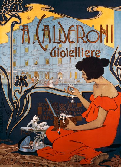 Advertising Poster for Calderoni Jewelers in Milan by Adolfo Hohenstein