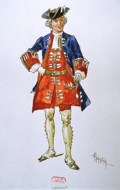Male costume design for the opera Manon Lescaut by Giacomo Puccini by Adolfo Hohenstein