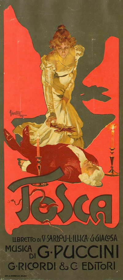 Poster for the Opera Tosca by G. Puccini, 1899 by Adolfo Hohenstein
