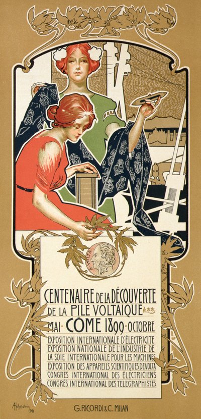 Reproduction of a Poster Advertising the International Exhibition of Electricity by Adolfo Hohenstein