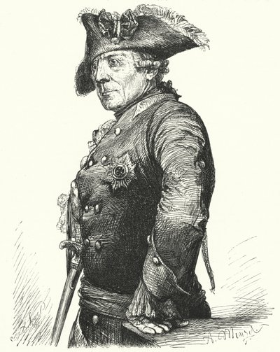 Frederick the Great, King of Prussia (engraving) by Adolph Friedrich Erdmann von (after) Menzel