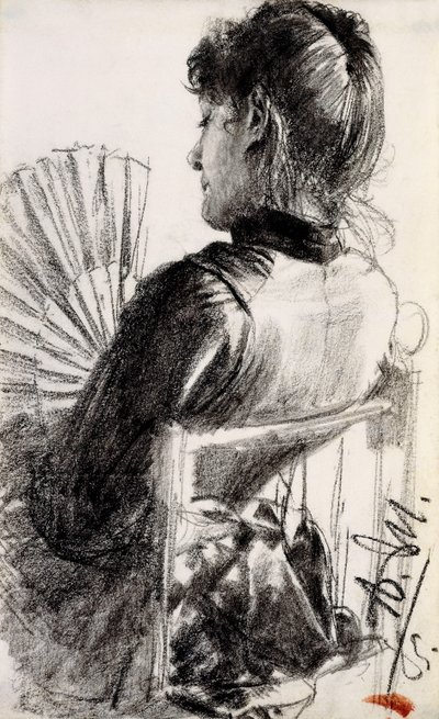 Lady with a Fan by Adolph Menzel