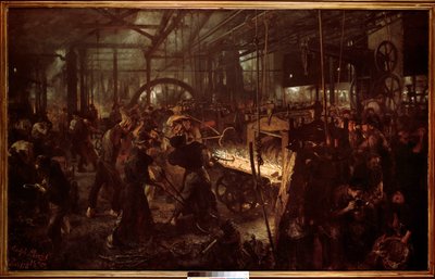 The Rolling Mill, Work in the Forge by Adolph Menzel