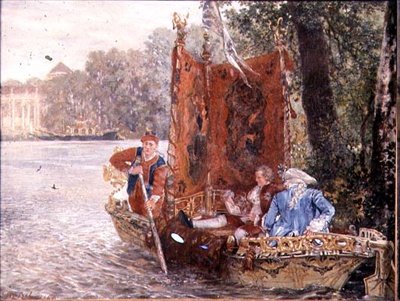 River Trip at Rheinsburg, 1860 by Adolph Menzel