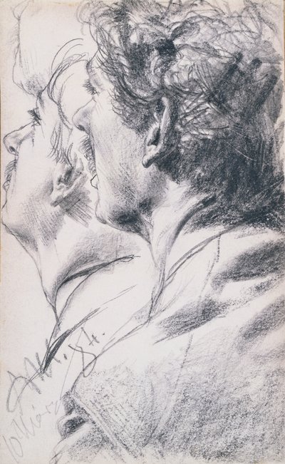 The Head of a Young Man in Profile to the Left, 1884 by Adolph Menzel