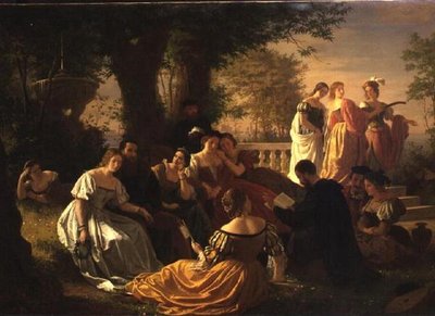 Venetian Party Reading in a Garden by Adolph Friedrich George Wichman