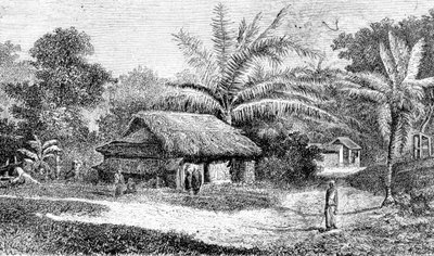Village in Valley of Colombo, Sri Lanka by Adolph Hermann & Robert (after) Schlagintweit