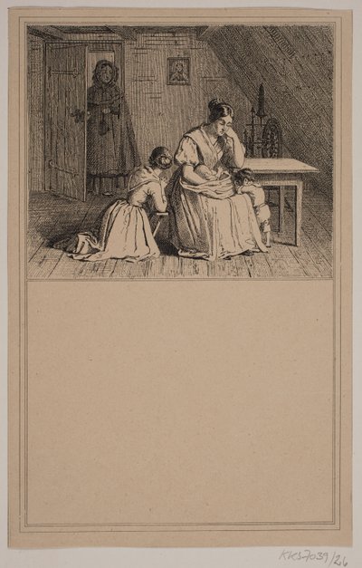 A Poor Family. No. 25 in Chr. Winther and M. Rørbye, "25 Pictures for Small Children" by Johan Adolph Kittendorff