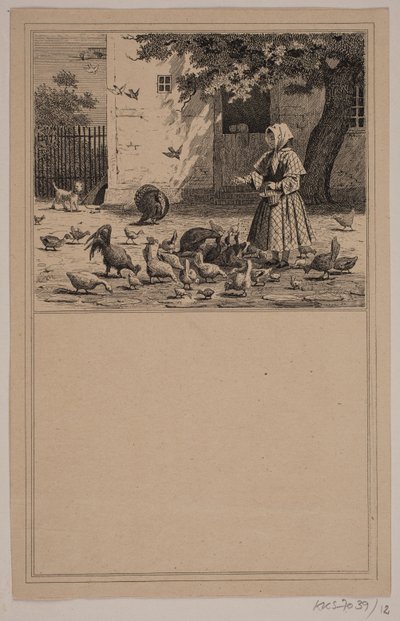 In the Henhouse. No. 11 in Chr. Winther and M. Rørbye, "25 Pictures for Small Children" by Johan Adolph Kittendorff