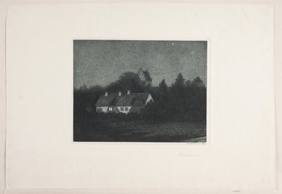 Moonlit Evening in the Village of Borup by Adolph Larsen