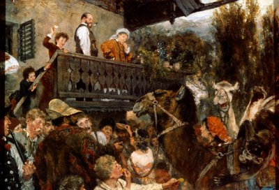 A Travelling Circus Cameleers in Partenkirchen by Adolph Menzel