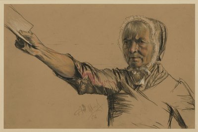 Old Woman Extending a Petition with Her Right Hand by Adolph Menzel