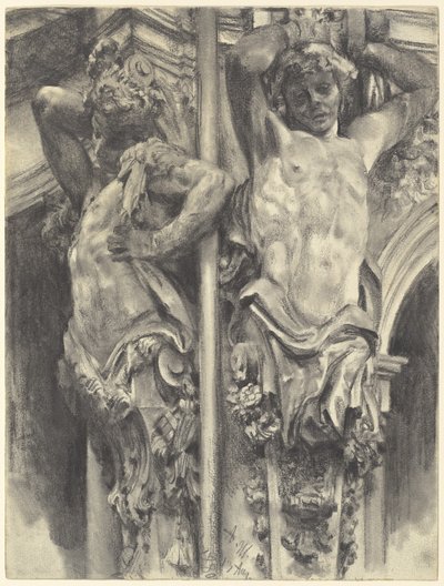 Atlases on the Wallpavillon of the Dresden Zwinger by Adolph Menzel
