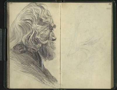 Bearded Man in Lost Profile by Adolph Menzel