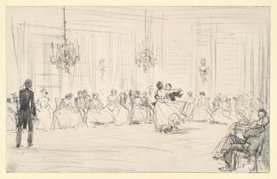 Ball Society and a Dancing Couple by Adolph Menzel