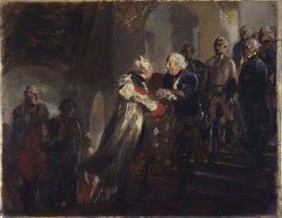 Meeting of Frederick II with Emperor Joseph II in Neisse in 1769. Sketch by Adolph Menzel