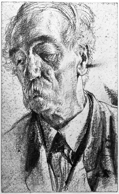 Portrait of an Older Man with Mustache by Adolph Menzel