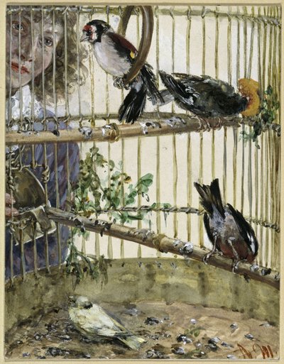 The Goldfinches and the Canary in the Cage. From the "Children