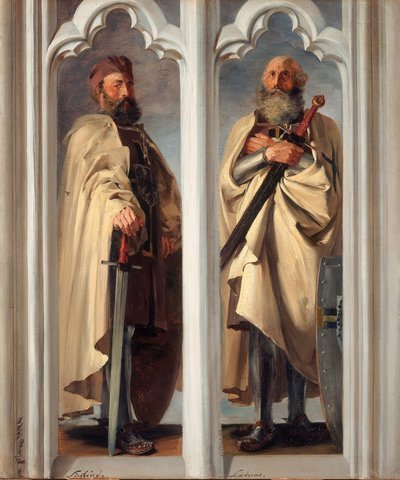 The Grand Masters Siegfried von Feuchtwangen and Ludger von Braunschweig. Design for Paintings in the Marienburg by Adolph Menzel