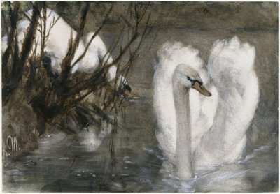 The Two Swans. From the „Kinderalbum“ by Adolph Menzel