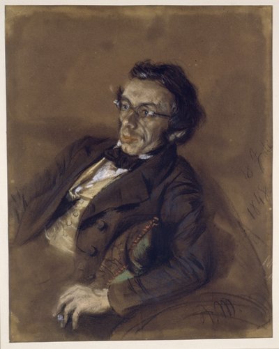Dr. R. Eitner Sitting on a Sofa, Half Figure to the Left by Adolph Menzel