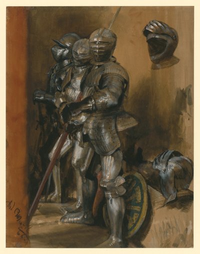 Three Armors and Two Helmets by Adolph Menzel