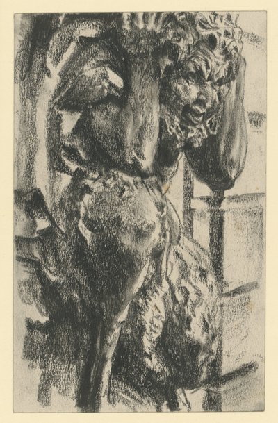 Faun as Atlas at the Northeast Arch Gallery of the Zwinger in Dresden by Adolph Menzel