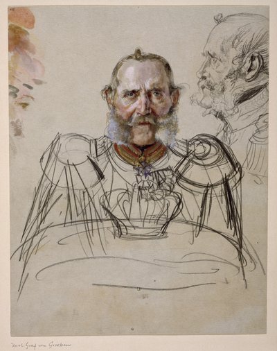 General Karl Count von der Groeben. Study for the Painting “Coronation of Wilhelm I in Königsberg” by Adolph Menzel