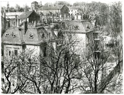Houses Behind Bare Trees by Adolph Menzel