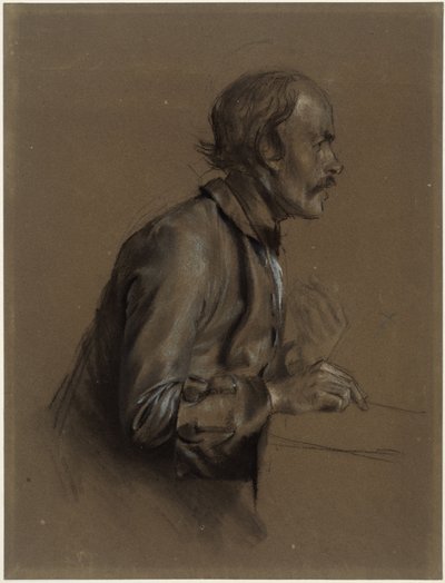 Half-Figure of a Man, Profile to the Right, Study for "Round Table at Sanssouci", 1850 by Adolph Menzel