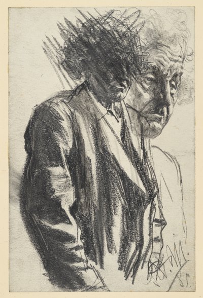 Half-Figure of an Old Man (the Head Thrown Back), the Face Repeated by Adolph Menzel