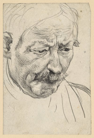 Head of an Older Man with a Moustache by Adolph Menzel