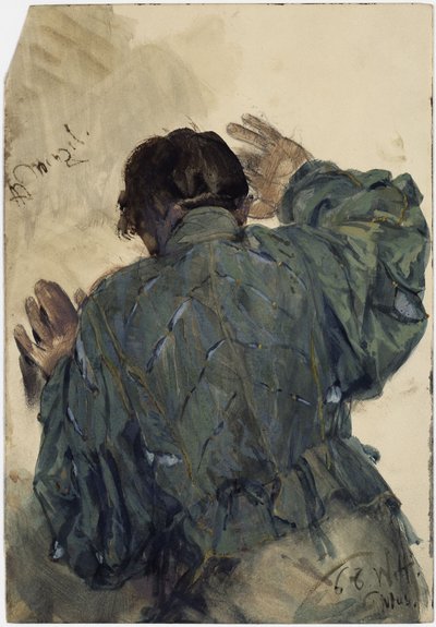 Costume Study of a Man Seen from the Back, Leaning Against the Wall, Welfenmuseum Hannover by Adolph Menzel