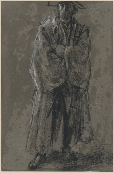 Officer with Coat and Hat (Pose Study Moritz von Anhalt-Dessau) by Adolph Menzel
