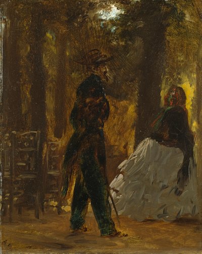 Policeman and Lady in the Tuileries Garden by Adolph Menzel