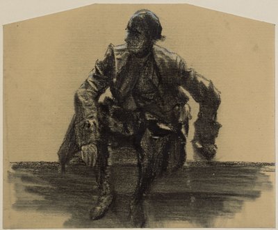 Seated Old Man Facing, Left Hand Supported by Adolph Menzel